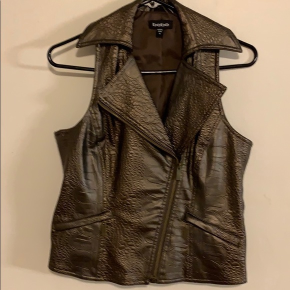 bebe Jackets & Blazers - BEBE bronze croc look sleeveless vest size M